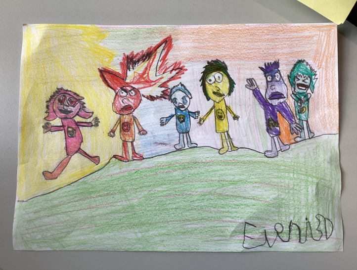 En tegning av en gruppe mennesker