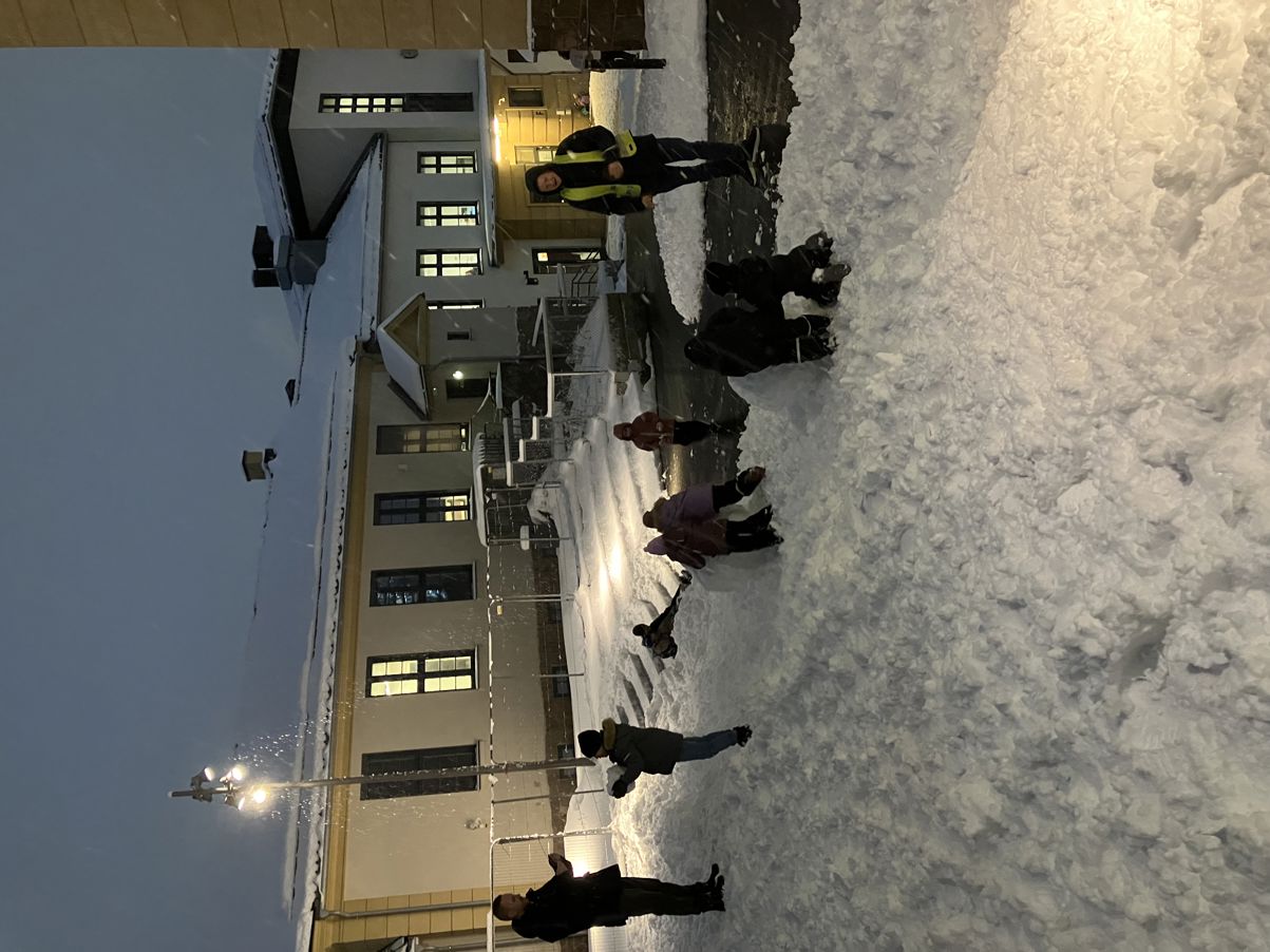en gruppe mennesker som står på en strand