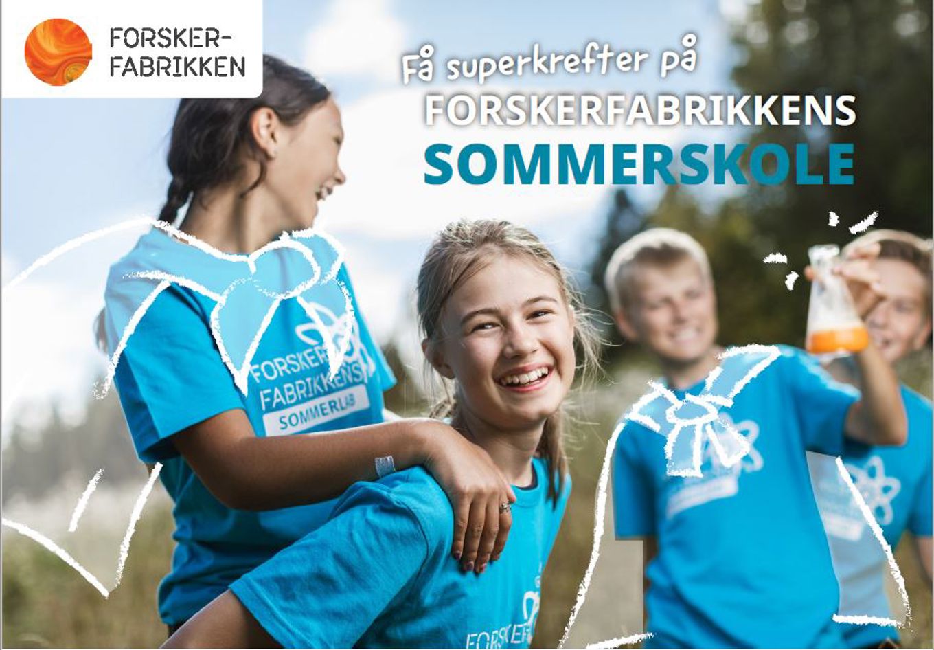 En gruppe barnr i blå skjorter